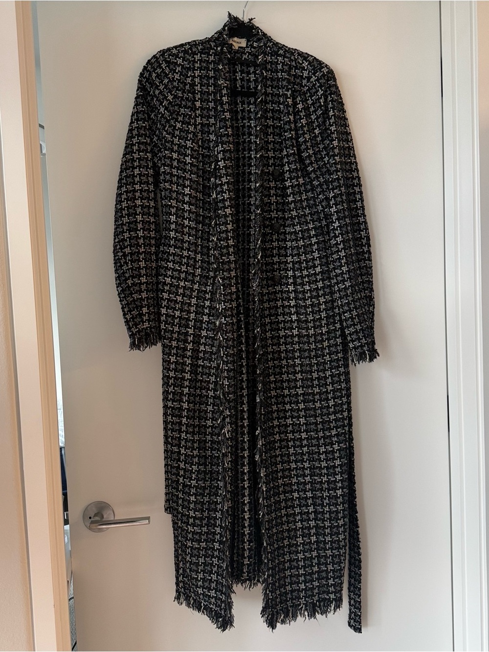 L'AGENCE Oakley Longline Tweed Belted Long Coat jacket - Picture 4 of 16